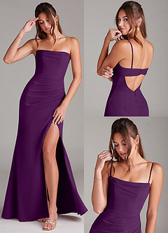 Azazie Leonis Bridesmaid Dresses Grape Sheath Strapless Chiffon Convertible Dress image9