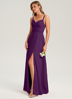 Azazie Terese Bridesmaid Dresses Grape A-Line Pleated Chiffon Dress image7