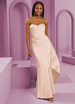 Barbie ♥ Azazie Jurken voor bruidsmeisjes Converteerbaar Jurk van Stretch Satijn met Kolom Strapless Blozend Roze image1