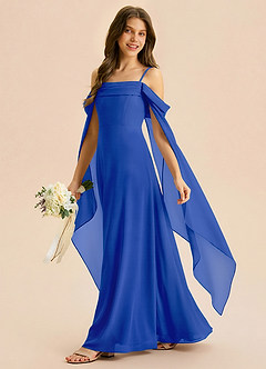 Azazie Moana Junior Linia A Pofałdowany Szyfon Długość podłogi Młodsza druhna Sukienka image2