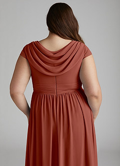 Azazie Organa Robes de demoiselle d'honneur Robe Trapèze en Mousseline de soie Plissée Auburn image12