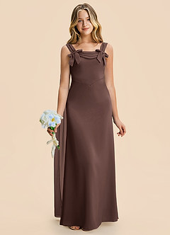 Azazie Chelsea Junior Ganache Sheath Pleated Stretch Satin Dress image4