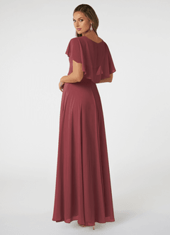 Azazie Jamie Robes de demoiselle d'honneur Robe Trapèze en Mousseline de soie Merlot image4
