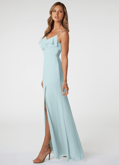 Azazie Natalia Bridesmaid Dresses Mist A-Line Chiffon Dress image3