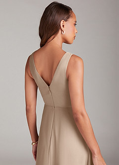 Azazie Nelly Bridesmaid Dresses Taupe A-Line Pleated Chiffon Dress image7