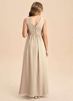 Azazie Skyla Junior Vestido de Champán de Gasa de Corte en A con Plisado image2