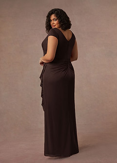 Azazie Roya Mother of the Bride Dresses Ganache Mermaid V-Neck Pleated Mesh Dress image9