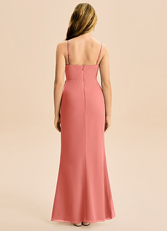 Azazie Buzzy Junior Robe Fourreau en Mousseline de soie Plissée Rose Saumon image5