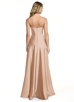 Azazie Kayla Bridesmaid Dresses English Rose Sheath Side Slit Stretch Satin Dress image2