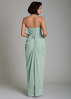 Azazie Nyra Robes de demoiselle d'honneur Robe Fourreau en Mousseline de soie Corset Agave image2