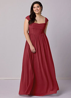 Barbie ♥ Azazie Bridesmaid Dresses Pomegranate A-Line Corset Chiffon Dress image12