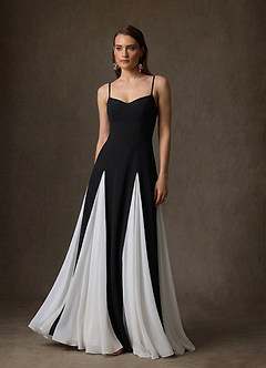 Azazie Anika At-home Try On Dresses Black Diamond White A-Line Sweetheart Neckline Stretch Crepe Dress image4