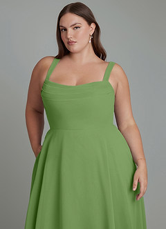 Azazie Shaude Brautjungfernkleider A-Linie Plissee Chiffon Kleid Basilikum image12