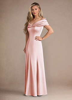 Azazie Auberdeen Kleider für die Brautmutter Meerjungfrau-Linie Plissee Stretch-Satin Kleid Zartrosa image4
