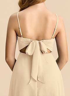 Azazie Shale Linia A Ukłon Szyfon Mini Młodsza druhna Sukienka image6