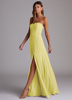 Azazie Wren Bridesmaid Dresses Lemon Sorbet A-Line Side Slit Chiffon Convertible Dress image4