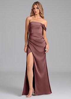 Azazie Lisbeth Bridesmaid Dresses Vintage Mauve Mermaid Off the Shoulder Stretch Satin Convertible Dress image3
