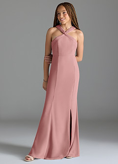 Azazie Rue Junior Dusty Rose Mermaid Side Slit Chiffon Dress image1