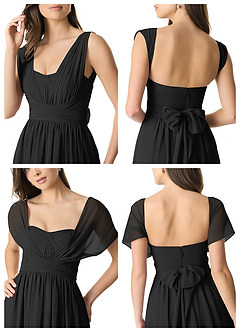 Azazie Olani Bridesmaid Dresses Black A-Line Off the Shoulder Chiffon Convertible Dress image9
