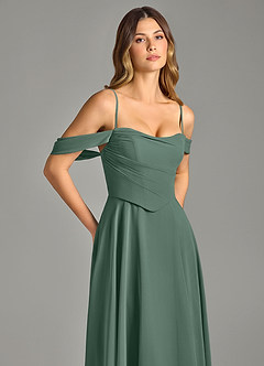 Azazie Chelsey Slutförsäljning Klä av A-Linje i Chiffong Av axeln Lemon Sorbet Konvertibel image2