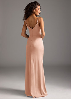 Azazie Deandra Bridesmaid Dresses Rose Gold Mermaid Pleated Stretch Satin Dress image2