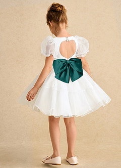 Azazie Debbie Flower Girl Dresses Ivory Peacock Ball-Gown Sweetheart Neckline Organza Dress image9