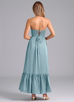 Azazie Leilana Brautjungfernkleider A-Linie Korsett Stretch-Satin Kleid Stimmungsvolles Blau image2