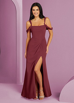 Barbie ♥ Azazie Vestidos de damas de honor Vestido de Merlot de Gasa de Corte en A con Vestidos sin tirantes image1