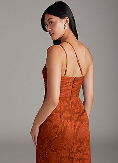 Azazie Eren Jurken voor bruidsmeisjes Jurk van Bloemen Burn-out met Kolom One-Shoulder Paprika image6