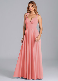 Azazie Darana Bridesmaid Dresses Coral A-Line Corset Chiffon Dress image5