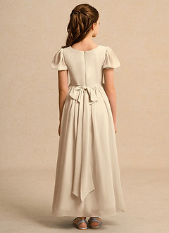 Azazie Joss Flower Girl Dresses Champagne A-Line with Sleeves Chiffon Dress image10