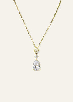 front Pear Cut CZ Pendant Necklace