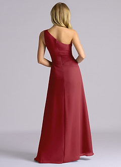 Azazie Isabelle Final Sale Pomegranate A-Line One Shoulder Chiffon Convertible Dress image3