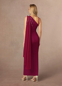 Azazie Gianna Mother of the Bride Dresses Burgundy One Shoulder Stretch Crepe Dress image3