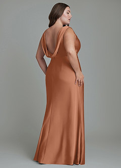 Azazie Kieryn Bridesmaid Dresses Bronzer Mermaid Pleated Stretch Satin Dress image8