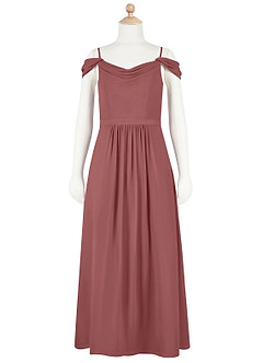 Azazie Alivia Junior Amethyst A-Line Off the Shoulder Chiffon Dress image6