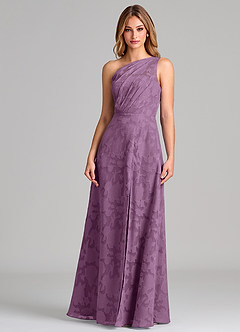 Azazie Phaedra Bridesmaid Dresses Wisteria A-Line One Shoulder Floral Burnout Dress image5