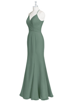 Azazie Carolina Bridesmaid Dresses Eucalyptus Mermaid Ruched Chiffon Dress image7