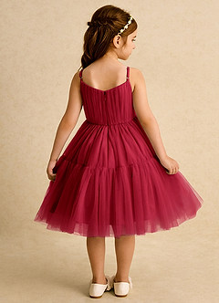 Azazie Osea Flower Girl Dresses Scarlet Ball-Gown Pleated Tulle Dress image2