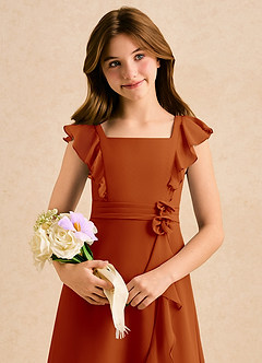 Azazie Soso Girls Formal Flower Girl Klänningar Klänning A-Line i Chiffong Plisserad image6