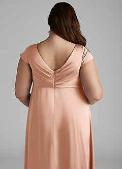 Azazie Allessia Maternity Bridesmaid Dresses A-Line Pleated Stretch Satin Floor-Length Dress image5