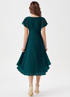 Azazie Graciela Junior Pine A-Line Pleated Chiffon Dress image2