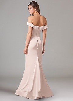 Azazie Everly Bridesmaid Dresses Blushing Pink Mermaid Off the Shoulder Stretch Satin Convertible Dress image5