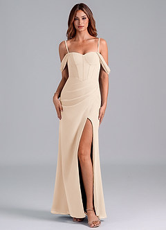 Azazie Asha Bridesmaid Dresses White Alabaster Sheath Off the Shoulder Chiffon Convertible Dress image7