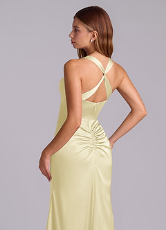 Azazie Amelie Suknie dla druhen Linia A Pofałdowany Satyna elastyczna Do ziemi Sukienka image2