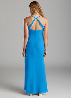 Azazie Becca Junior Vestido de Azul Grisaceo de Gasa de Corte Sirena image4