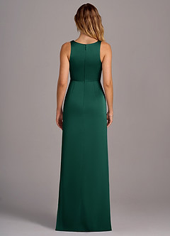 Azazie Wrenlee Bridesmaid Dresses Emerald A-Line Stretch Satin Dress image7
