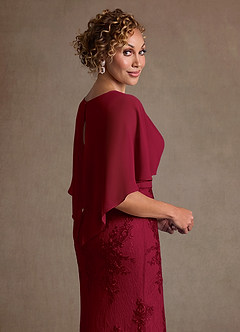 Azazie Amrita Mother of the Bride Dresses Burgundy Mermaid Lace Chiffon Dress image6