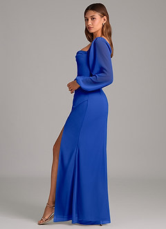 Azazie Brixley 신부 들러리 드레스 인어 긴팔 쉬폰 바닥 길이 드레스 image3