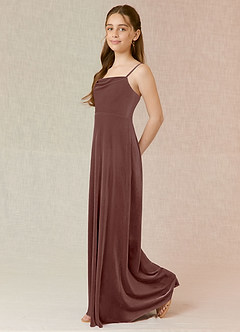 Azazie Solange Junior Espresso A-Line Velvet Dress image3